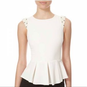 Lipsy London Pearl Embellished Peplum Blouse